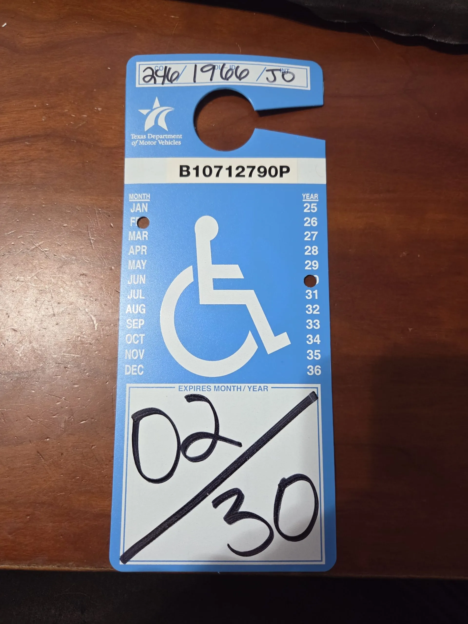 Joe O. – Texas with their disability parking placard