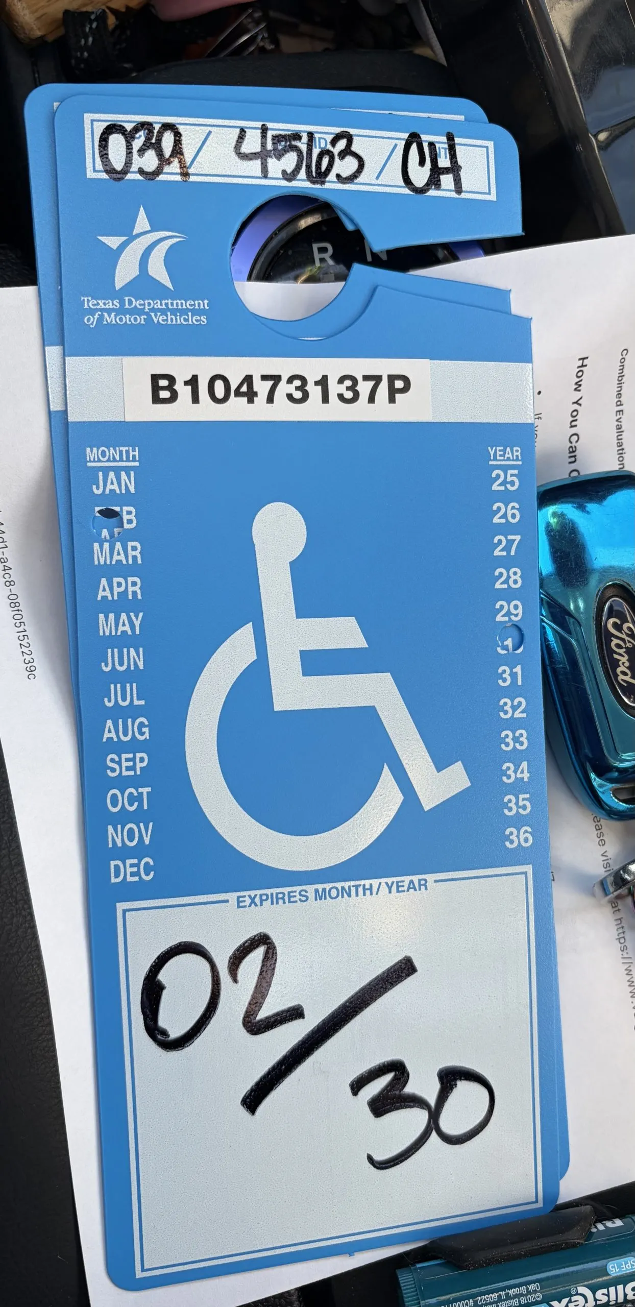 Christy H. – Texas with their disability parking placard