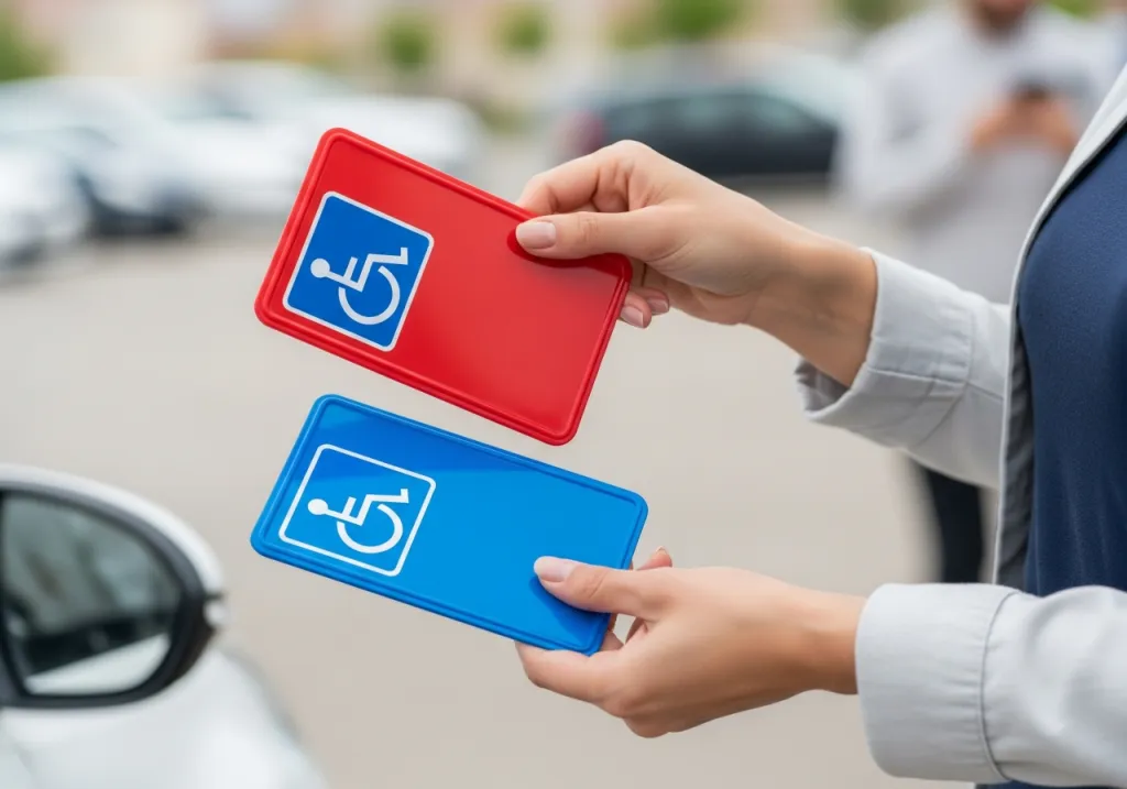 red vs. blue handicap parking placard..